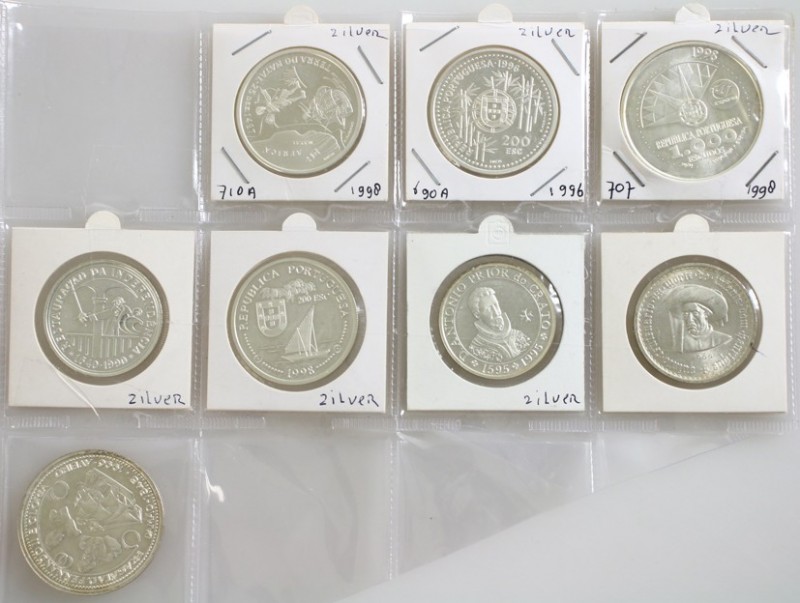 Portugal - Lot with 8x silver commemorative 100 & 1000 Escudos 1960-1998