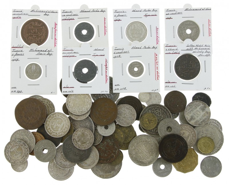 Tunisia - Interesting lot coins Tunisia, many silver coins