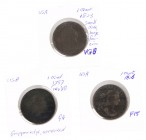 USA - Lot with 3 American Cents: 1797 with ’95 reverse and gripped edge / 1803 with small date and large fraction / 1806 - all fairly scarce coins eve...