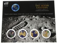 USA - Box with '50th Ann. of The Moon Landing 1969-2019 - American silver Eagle Enhanced Collection 2019' - 4x Dollar 2019 with gold effects and color...