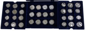 Euro's - Box with silver Proof Euro's in capsules, mainly 5 & 10 Euro's