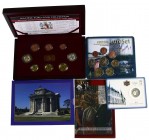 Euro's - Lot with some interesting Mintsets a.w. 2x Luxemburg 2002 (KM MS8) with 50 Cents stating Métal cuivré, 4x Ireland 2003, 2x Finland 2002, also...