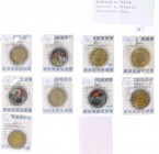 Euro's - Lot with 50 Cents, 1 & 2 Euro coins, some gold-plated, many enamaled