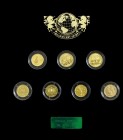 World coins - Collection 'The Magnificent Seven 2009/10' with 7 gold coins: Australia 15 Dollars 2009 Kangaroo, China 50 Yuan 2009 & 2010 Panda, Austr...
