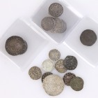 World coins - Lot with old world coins of 12th to 17th cent. a.w. England Sixpence 1582 & Halfgroat James I, Poland 3 Polker 1614, Crusaders Denier Bo...