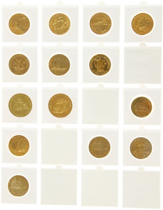 World coins - Collection of 14 gilt world coins a.w. Cuba, Dominican Rep. and Vi...