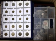 Miscellaneous - Moving box with 7 albums various world coins