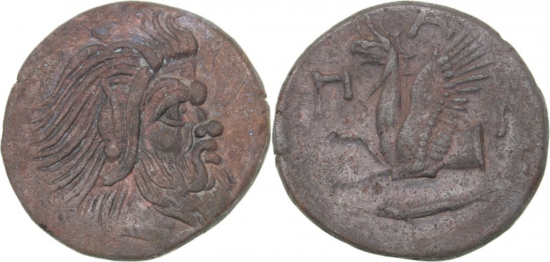 Bosporus Kingdom, Pantikapaion Æ tetrachalcon Ca. 314-310 B.C.
7.12 g. 21mm. VF...