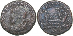 Roman Empire Æ Sestertius - Postumus 260-269 AD
19.02 g. 30mm. F/F Postumus., 260-269 AD. IMP C POSTVMVS PIVS AVG/ LAETITIA AVG. Rare! Sold as is, no...