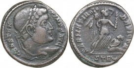 Roman Empire - Trier Æ nummus - Constantine I 307/310-337 AD
3.29 g. 20 mm. VF/VF CONSTAN-TINVS AVG, laureate head of Constantine I right / SARMATIA-...