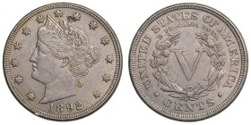 USA 5 cents 1892
4.95 g. AU/AU KM# 112. Mint luster.