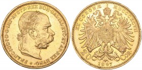 Austria 20 corona 1897
6.78 g. AU/UNC