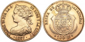 Spain - Barcelona 100 reales 1857
8.37 g. XF/AU