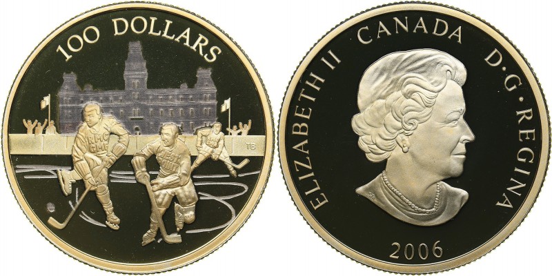 Canada 100 dollars 2006 Ice hockey
12.00 g. PROOF Box and certificate.