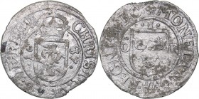 Sweden 1 öre 1637
1.00 g. VF/VF SM# 83a. Kristina., 1632-1654.