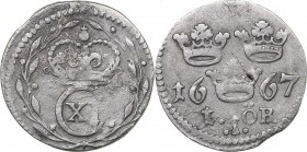 Sweden 1 öre 1667
1.06 g. VF/VF SM# 224. Karl XI., 1660-1697.