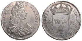Sweden 4 mark 1693
20.32 g. XF-/XF+ SM# 84. Karl XI., 1660-1697. Mint luster.