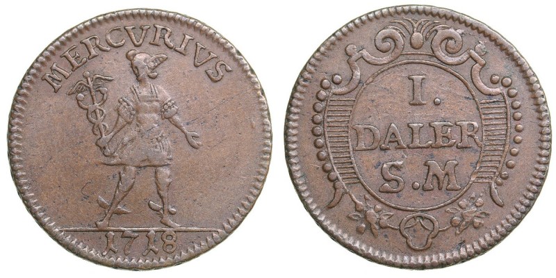 Sweden 1 daler 1718
5.05 g. XF/AU SM# 221. Karl XII., 1697-1718. Mercvrius emer...