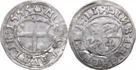 Reval ferding 1555
2,58 g. VF/VF The Livonian order. Heinrich von Galen., 1551-1557. Haljak# 163a.