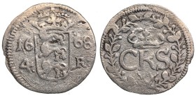 Reval 4 öre 1668
2,20 g. F/VF- Karl XI., 1660-1697. Haljak# 1334. SB# 103.