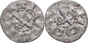 Dorpat pfennig 1413-1441
0.31 g. AU/XF The Bishopric of Dorpat. Dietrich IV Resler., 1413-1441. Haljak# 525a.