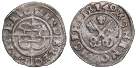 Riga schilling 1540 (140)
1,00 g. VF/VF The Livonian order. Hermann Brüggenei-Hasenkamp., 1535-1549. Haljak# 303.