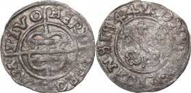 Riga schilling 1544
0.96 g. VF/VF The Livonian order. Hermann Brüggenei-Hasenkamp., 1535-1549. Haljak# 312 3R. Very rare!