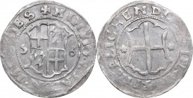 Riga ferding 1556
2.49 g. XF/XF Mint luster. The Livonian order. Heinrich von Galen., 1551-1557. Haljak# 340b 2R. Extremely rare!