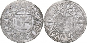 Riga schilling 1500-1509
1.13 g. AU/AU Mint luster. Archbishopric of Riga & The Livonian order. Michael Hildebrand ja Wolter von Plettenberg., 1500-1...