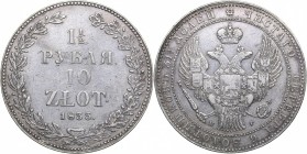 Russia - Polad 1 1/2 roubles - 10 zlotych 1833 НГ
30,44 g. VF/VF Bitkin# 1084.