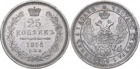 Russia 25 kopeks 1855 СПБ-НI
5.07 g. VVF/VF Bitkin# 311.