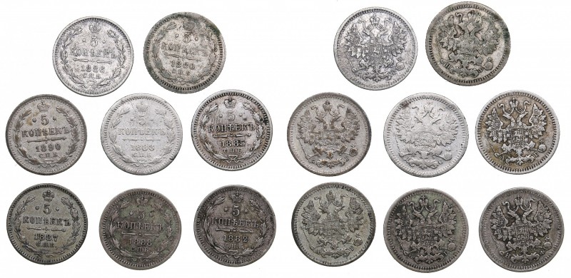 Russia 5 kopeks 1880-1892 (9)
1880, 1882, 1883, 1885, 1886, 1887, 1888, 1890, 1...