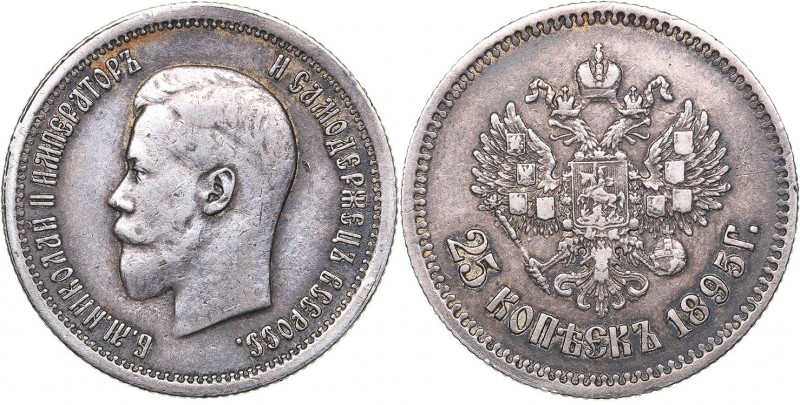 Russia 25 kopeks 1895
5,02 g. VF/VF Bitkin# 95.