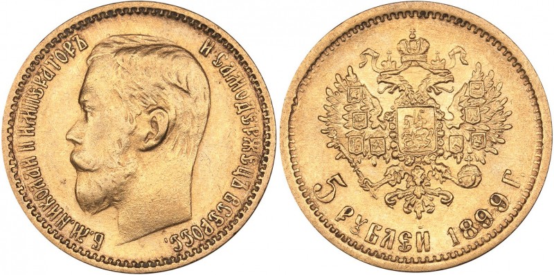 Russia 5 roubles 1899 ФЗ
4.29 g. XF-/XF+ Bitkin# 24. Weak mint luster.