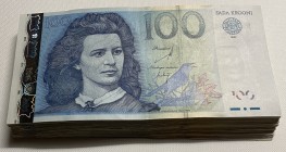 Estonia 100 krooni 2007 (63)
Various series and condition. 63 pc = 6300 EEK. Sold as is, no returns or refunds.