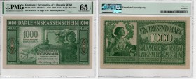 Germany - Lithuania Kowno (Kaunas) 1000 mark 1918
PMG 65 EPQ. Pick# R134a. CM# K8a. Rare condition.