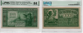 Germany - Lithuania Kowno (Kaunas) 1000 mark 1918
PMG 64. Pick# R134a. CM# K8a. Rare condition.