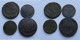 Russia, Sweden coins 1628-1862 (4)
5 kop. 1727, 1777; 3 kop. 1862; 1 öre 1628