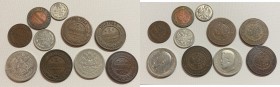 Russian coins 1899-1916
1 kop. 1899, 1903; 3 kop. 1903, 1905, 1908, 1910; 10 kop. 1916; 15 kop. 1907; 50 kop. 1899 ЭБ, 1899 *.
