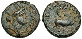 SIRIA. Seleucis y Pieria. Atioquía en Oronten. Nerón. AE 18 (54-68 d.C.). A/ Cabeza torreada y velada de Tyche a der. R/ Cabra a der.; encima, crecien...