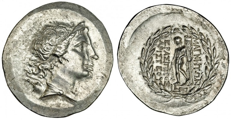 JONIA. Magnesia. Tetradracma (siglo II a.C.). A/ Busto de Artemisa diademado a d...