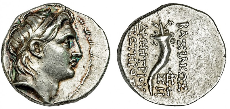 REINO SELÉUCIDA. Demetrio I. Dracma (159-153 a.C.). R/ Cornucopia; ΒΑΣΙΛΕΩΣ ΔΗΜΗ...