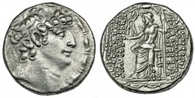 REINO SELÉUCIDA. Filipo I. Tetradracma (93-83 a.C.). R/ Zeus sentado a izq. con Nike y cetro; bajo el trono, monograma ΔI; ΒΑΣΙΛΕΩΣ ΦΙΛΙΠΠΟΥ ΕΠΙΦΑΝΟΥΣ...