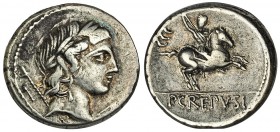 CREPUSIA. Denario. Roma (82 a.C.). FFC-658. SB-1. Concreciones. MBC-.