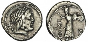 PROCILIA. Denario. Roma (80 a.C.). FFC-1083. SB-1. Rayitas. MBC-.