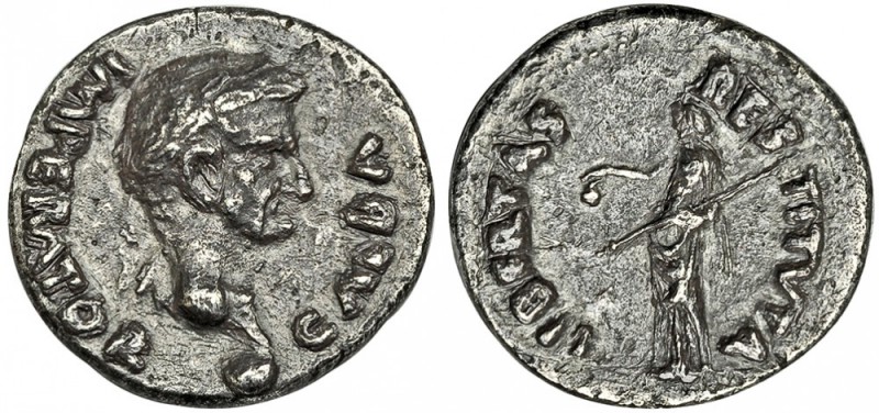 GALBA. Denario. Tarraco (68). A/ Cabeza laureada a der., IMPERATOR GALBA. R/ La ...