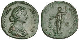 FAUSTINA HIJA. Sestercio. Roma (161-176). R/ Juno de pie a izq. Con pátera y lanza. RIC-1651. MBC.
