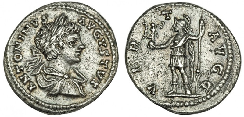 CARACALLA. Denario, Loadicea (200-201). A/ Busto laureado, drapeado y con coraza...