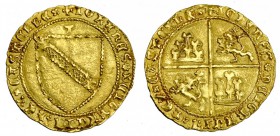 JUAN II. Dobla de la Banda. Toledo. T encima del escudo. A/ +IOhANES DEIGRACIA REX CASTELLE en anv. y rev. III-618. EBC-. Muy escasa.