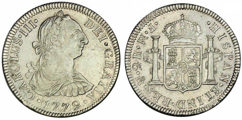 2 reales. 1772. México. FM invertido. VI-565. Rayitas en anv. MBC+.